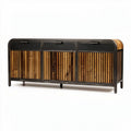 Buffet en bois et métal noir 150 x 40 x 75cm avec portes à lamelles