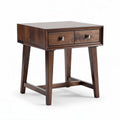 Table de chevet en bois foncé avec deux tiroirs dimensions 50 x 50 x 60cm
