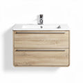 Meuble de salle de bain suspendu en bois clair avec évier 80 x 50 x 45cm