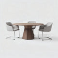 Table ronde en bois noyer avec pieds en métal gris dimensions 120 x 120 x 75cm