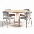 Table ronde en bois avec chaises rembourrées en tissu gris 100 x 100 x 75cm