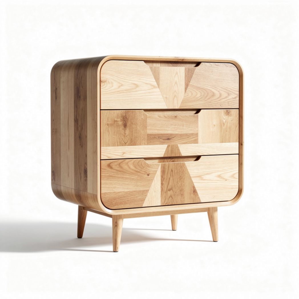 Commode en bois de chêne clair avec trois tiroirs dimensions 60 x 40 x 75cm