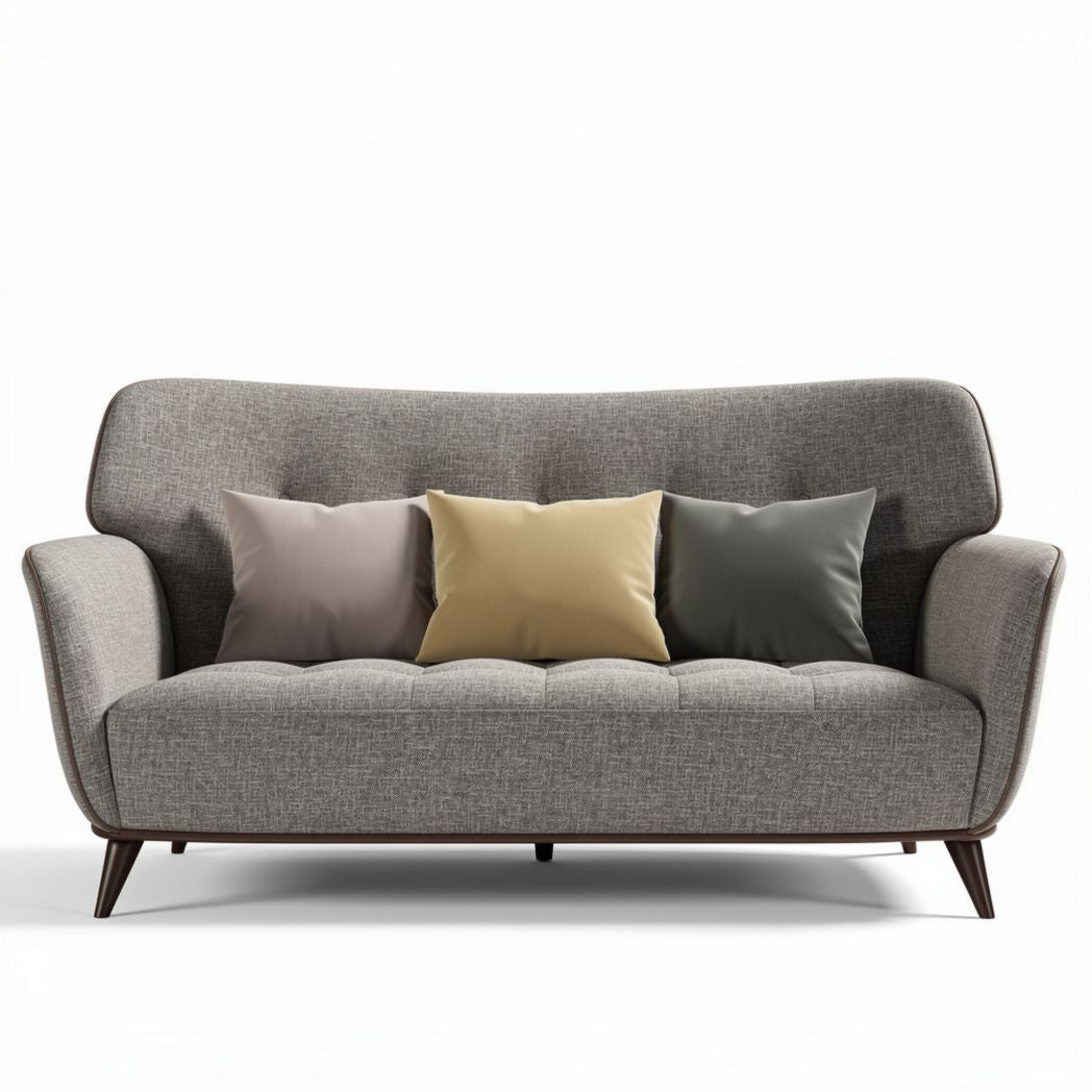 Canapé gris en tissu avec coussins décoratifs 190 x 85 x 85cm