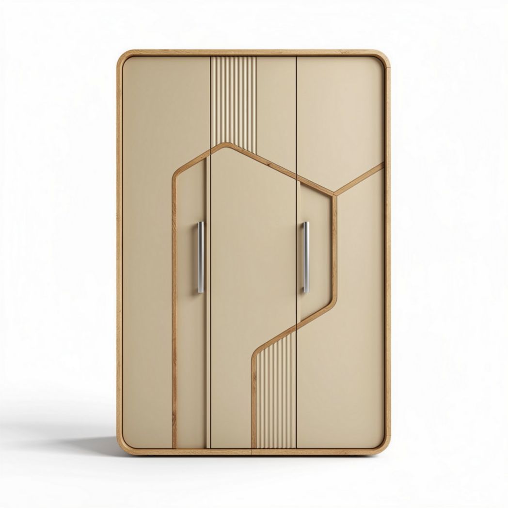 Armoire moderne en bois et MDF beige avec portes et dimensions 80 x 50 x 130cm