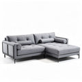 Canapé d'angle gris en tissu avec coussins inclus 240 x 160 x 85cm