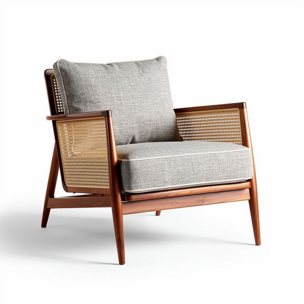 Fauteuil en bois massif avec coussin en tissu gris 80 x 80 x 80 cm