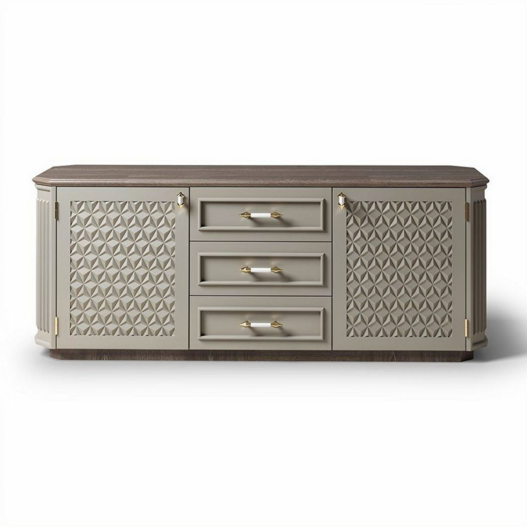 Meuble de rangement contemporain en bois gris clair 150 x 40 x 70cm