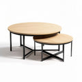 Tables basses rondes en bois et métal noir 80 x 80 x 40cm et 60 x 60 x 30cm